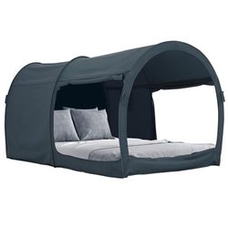 Tente de lit de rêve - Auvent de lit - Abri d'intérieur - Chaude et Respirante - Lit Simple - pour Enfants et Adultes - en Attente de Brevet - Noir (Matelas Non Inclus)