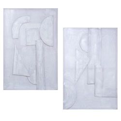 DRW Set di 2 quadri di tele rettangolari dipinti a mano 40% astratti assortiti e multipli, 90 x 60 x 3 cm