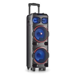 NGS WILD DUB 1 - Altoparlante Portatile 300W Compatibile con la Tecnologia Bluetooth e True Wireless Stereo, Doppio subwoofer 8"" + Doppio Tweeter 3"" (Micro SD/USB/AUX IN/), Ruote, Colore nero