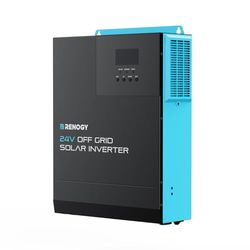 Renogy Hybrydowa falownik ładowarki solarnej, 24 V, 3000 W, czysty falownik sinusoidalny, regulator ładowania 80 A MPPT 80 A, ładowarka 80 A z wyświetlaczem LCD, do systemów niezależnych od