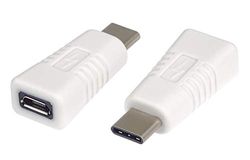 PremiumCord Adaptateur USB 3.1C vers Micro USB Mâle vers Femelle M/F Blanc