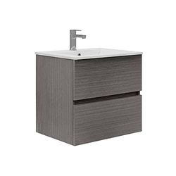 Baikal Mueble de Baño TRIX. Mueble 2 cajones, suspendido en Pared. Varios Acabados y Medidas. Mueble Montado. 2 Cajones 60 cm Ceniza