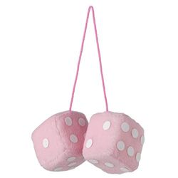 S SUMEX Dados rosas pontos brancos para retrovisor decorativos, estilo retro e divertido cor branca 7 x 7 cm