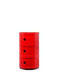 Kartell Componibili, Conteneur 3 éléments, Rouge, Base ronde