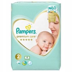 Pampers Pannolini taglia 2 (4-8 kg), pannolini per la cura premium, 68 pezzi, comfort e protezione per la pelle sensibile da Pampers