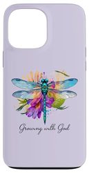 Growing with God Floral Dragonfly Christian Case for iPhone 13 Pro Max