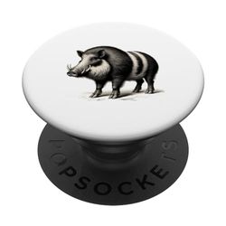19th Century Nature Illustration of a Large Wild Boar PopSockets Swappable PopGrip