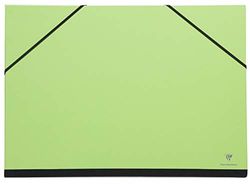Clairefontaine - Ref 144704C - Art Folder with Elastic Straps Closure - Green Colour - Customisable Vellum Card Surface, Suitable for A3+ Sized Documents