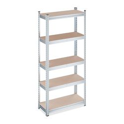 Relaxdays stellingkast, HxBxD: 150 x 70 x 30 cm, 750 kg, gegalvaniseerd staal, opbergrek garage, schuur, natuur-zilver