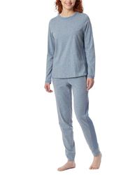 Schiesser Dampyjamas lång bomull-nattkläder pyjamas-set, Jeans-mel._181242, 36 SE