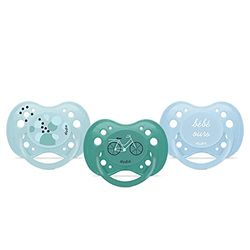 DODIE , Sucettes Anatomiques , Tetine pour bébé , +18 mois , Sans BPA, Résistante , Bleu, Garçon, Vélo , Lot de 3
