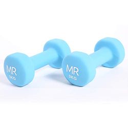 FitAndFun Rebecca Mobili halters van gietijzer en neopreen, lichtblauw, fitnessstudio, spierversterking, revalidatie, hometraining, 2 x 3 kg, art. SP5023
