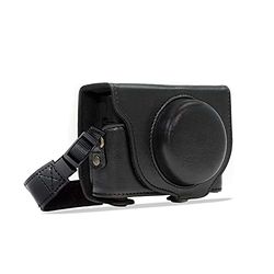 MegaGear MG283 Sony Cyber-shot DSC-RX100 VI, DSC-RX100 V, DSC-RX100 IV, DSC-RX100 III estojo Ever Ready, capa de uso de couro em breve, com correia - preto