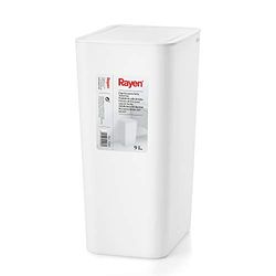 Rayen | Poubelle de Salle de Bains | Capacité de 9 litres | Couleur Blanche | 22 x 16 x 33cm | avec Couvercle