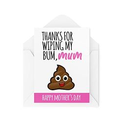 Tarjetas divertidas del día de la madre | For Her Parent Love Mummy Banter Mama Mam | Gracias por limpiar mi trasero mamá | Padres Hijo Hija Padres | CBH886