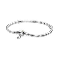 Pandora Garden Armband met slangenketting van sterlingzilver, madeliefjessluiting met geel kristal en wit email, 18