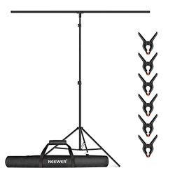 NEEWER Kit di Supporto Stand a Forma T per Fondale Sfondo, 2,6m Altezza Regolabile & 1,5m Traverse con 6 Clip a Molla & 1 Borsa di Trasporto, per Fotografia Video in Studio
