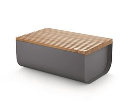 Alessi Mattina BG03 DG - Panera de Diseño, en Acero Coloreado con Resina Epoxi con Tabla para Cortar de Madera de Bambú,Gris Oscuro