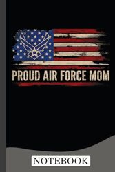 Vintage Proud Air Force Mom American Flag Veteran Notebook
