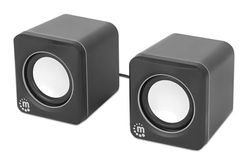 Manhattan Altavoz estéreo 2.0 para PC o portátil, Entrada USB, alimentación USB, 1 par, Adaptador USB-C/USB-A, Negro 102704