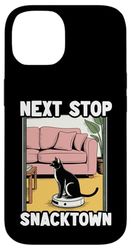 Next Stop Snacktown Cat Robot Vacuum Cleaner Cat Case for iPhone 14