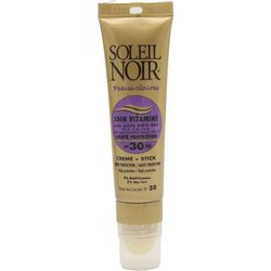 Soleil Noir – Combi 2 en 1, protector solar SPF 30 alta protección UVA y UVB (20 ml) + 1 palillo de labios SPF 30 (2 g) – Piel clara – Fabricación francesa