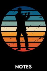 Flötist Notizbuch im Vintage-Design – Musiker Geschenk: Perfektes Notizheft für Flötisten & Musikliebhaber – Stylische Silhouette vor bunten Streifen