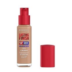 Rimmel London Lasting Finish 35H, 201 Classic Beige, fondotinta, lunga tenuta, idratante, formula vegana, alta coprenza, 30ml