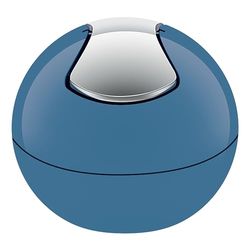 Spirella Poubelle salle de bains Récipient à cosmétiques 1 Litre Finition brillante ou mate Boîte à ordures à couvercle pivotant Poubelle à table Bleu denim