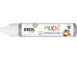 Kreul 24417 - Mucki Window Color, vernice per finestra a base d'acqua, senza parabeni, senza glutine, senza lattosio, vegan, facile da colorare, lavabile, penna da 29 ml, colore: grigio