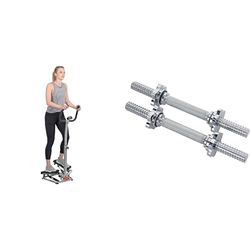 Twister Stepper Machine, Height Adjustable Stepper w/Handlebars & LCD Monitor + 35.5 cm Threaded Chrome Dumbbell Bar