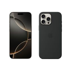 Apple iPhone 16 Pro Max (512 GB) - Naturel titanium + Siliconenhoesje met MagSafe - Zwart
