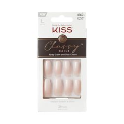 KISS Classy Nails Collection, Be-you-tiful, Long Length Coffin Shaped Fake Nails, Includes 28 False Nails, Nail Glue, Nail File, and Manicure Stick