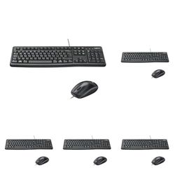 Logitech MK120 Wired Keyboard and Mouse Combo for Windows, Optical Wired Mouse, Full-Size Keyboard, USB Plug-and-Play, Compatible with PC, Laptop, QWERTY UK English Layout - Black (Pack of 5)
