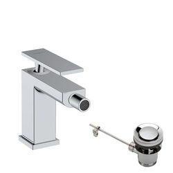 hansgrohe Tecturis E - Rubinetto per Bidet con Scarico A Tirante, Miscelatore Monocomando per Bidet con Altezza Bocca 101 Mm, Cromo