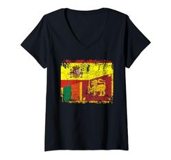 Mujer Banderas de España Sri Lanka | Raíces españolas de Sri Lanka Camiseta Cuello V