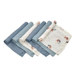 Jané Pack med 6 multifunktionsmuskler, amning, naturligt tyg bomull och bambu, anti-kvalster, 35 x 35 cm, blå
