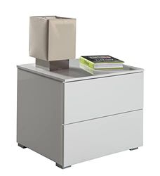 COMPOSAD | Table de Chevet de la Ligne PRIVILEGIO avec 2 Tiroirs sans Poignées, Table de Chevet Blanc Chambre, Dimensions (LxHxP) 55x44x44 cm, Blanc Laqué,Fabrique. en Italie