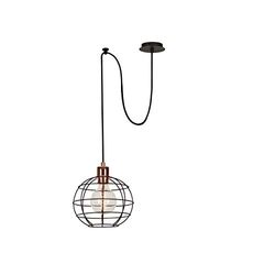 Homemania Hanglamp Wire-Fall, koper, zwart, metaal, 100 x 20 x 113 cm, 1 x E27, max. 100 W