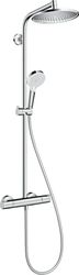 hansgrohe Crometta S - waterbesparend Douchesysteem (EcoSmart) met thermostaat, regendouche (⌀ 240 mm) met douchekraan, handdouche (2 jets), doucheslang, glijstang en ronde douchekop (1 jet), chroom