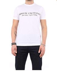 Armani Exchange Heren Short Sleeve Milan New York Logo T-shirt met ronde hals, Wit, XS