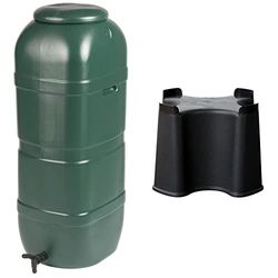 Strata Products Ltd Ward GN334, Bidone di Raccolta dell'Acqua piovana, con Rubinetto e Coperchio, 100 l & Starta Slimline Supporto per Serbatoio d'Acqua, 100 L