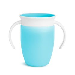 Munchkin Miracle 360 Cup, Baby and Sippy Cup, Ideal Sippy, Water and Weaning Cup 6+ to 12 Months, 7 oz/207 ml, Blue