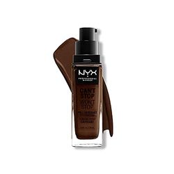 NYX Professional Makeup Can't Stop Won't Stop Full Coverage Foundation, langdurig, waterbestendig, veganistische formule, matte teint, kleur: Deep ebony