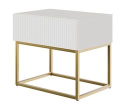 Selsey Veldio - nachtkastje met lade, wit met gouden metalen frame, 50 cm