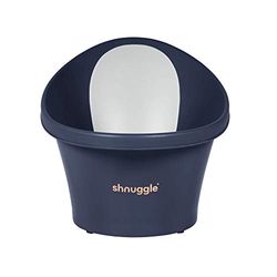 Shnuggle Bac de bain pour bébé jusqu'à 12 mois avec bouchon sur le fond, bleu marine, dossier blanc, 1,2 kg