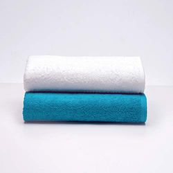 Sancarlos - Set of 2 Ocean Duo Hand Towels White and Emerald 100% Cotton 550gsm