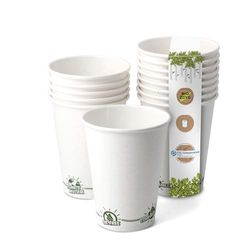 GREENBOX miljövänlig ekologisk engångsmugg komposterbar I pappersmugg provbägare espresso pappersmugg vit med EcoUp© Icon och PLA-beläggning I 50 muggar 100 ml 4 oz