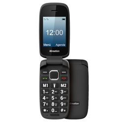 iCreation C20 - Teléfono móvil de Tapa Negro con Pantalla de 2,4”, Teclas Grandes, 2 memorias directas, Bluetooth, Gran batería de 800mAh, USB-C y Dual SIM