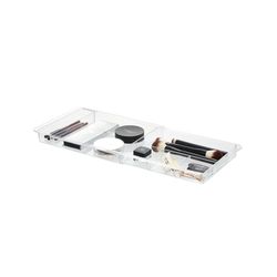 iDesign Clarity Organizzatore Cassetti Espandibile, Plastica, Trasparente, 28.5x19.5x3 cm